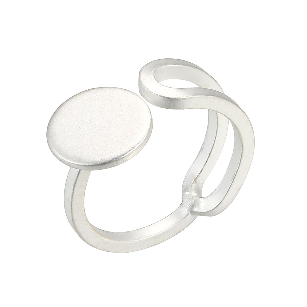 Pressed Circle Oblong Ring - Silver (Matte Finish)