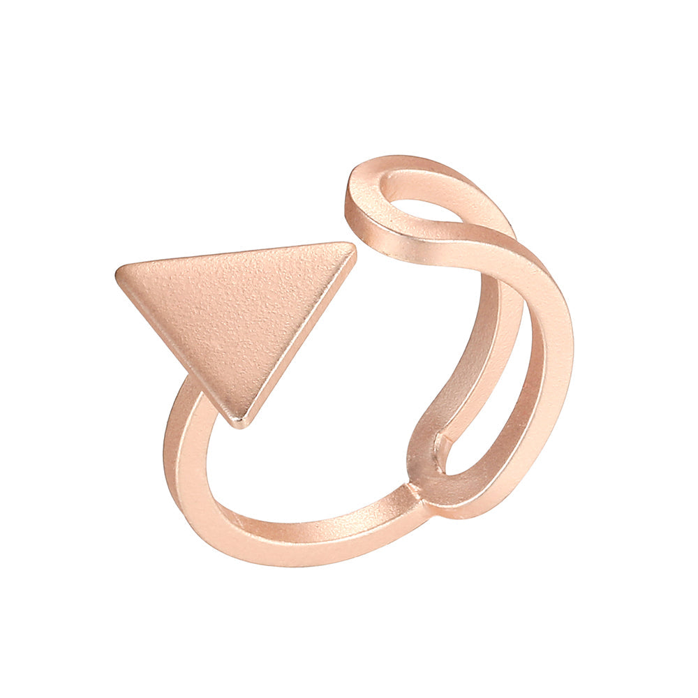 Pressed Triangle Oblong Ring - Rose Gold (Matte Finish)