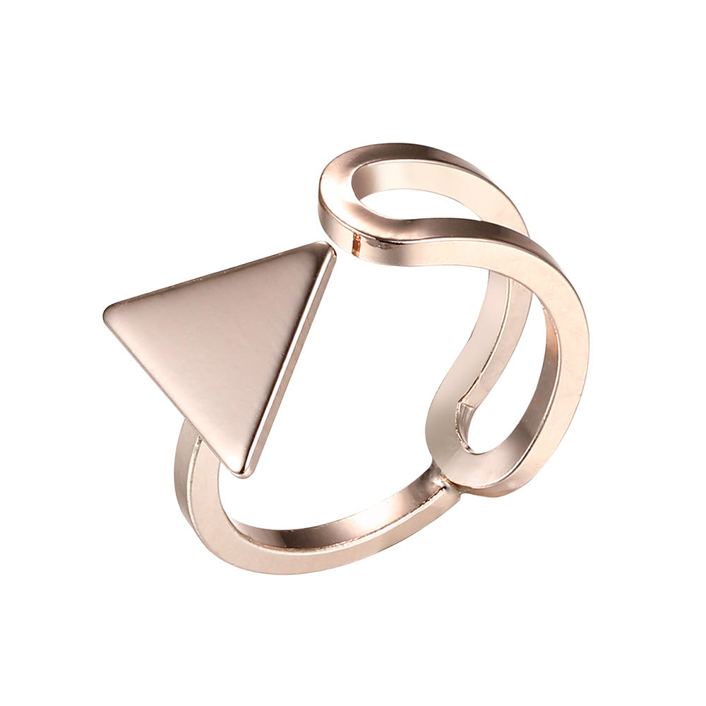 Pressed Triangle Oblong Ring - Rose Gold (Gloss Finish)