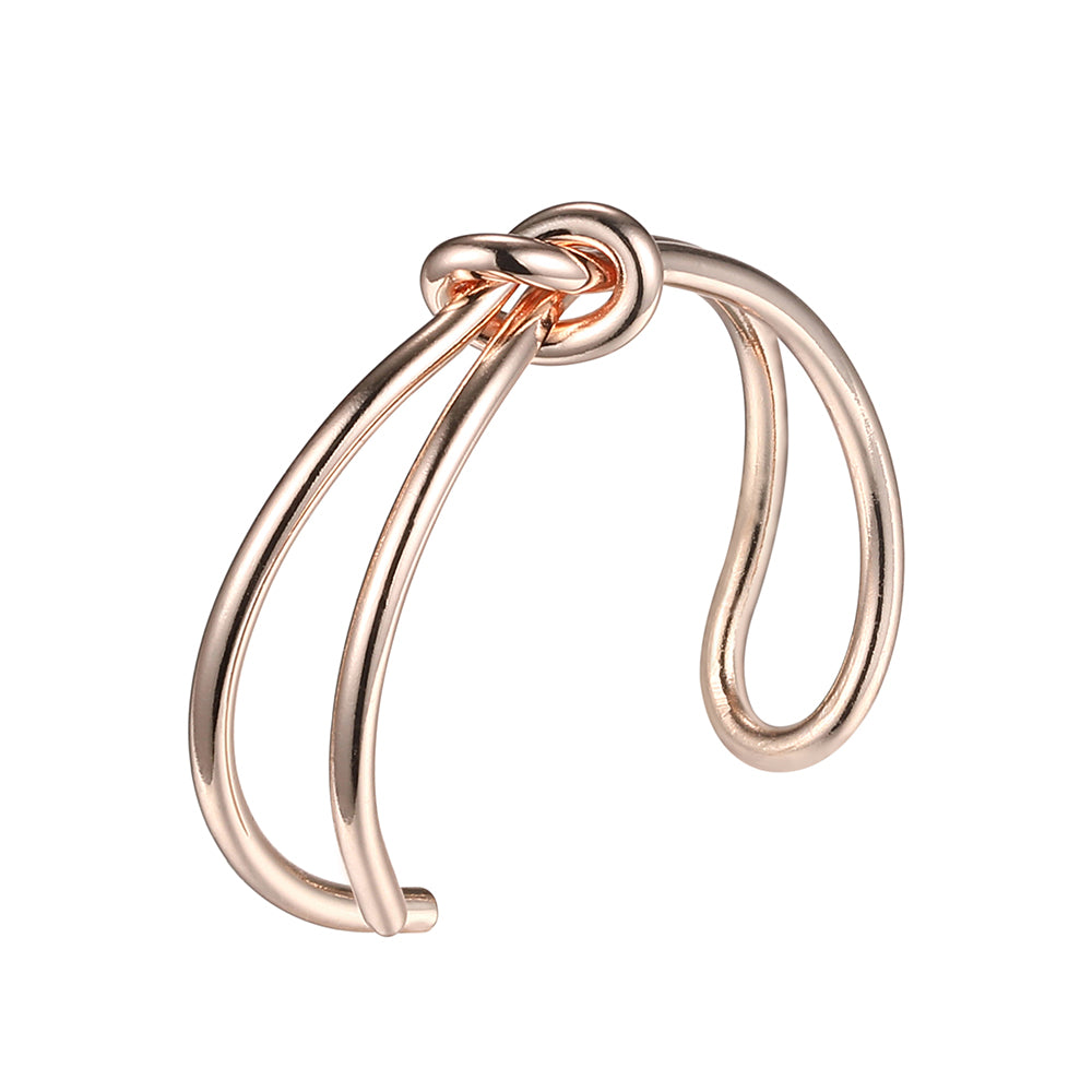 Tie Knot Open Cuff Ring - Rose Gold (Gloss Finish)