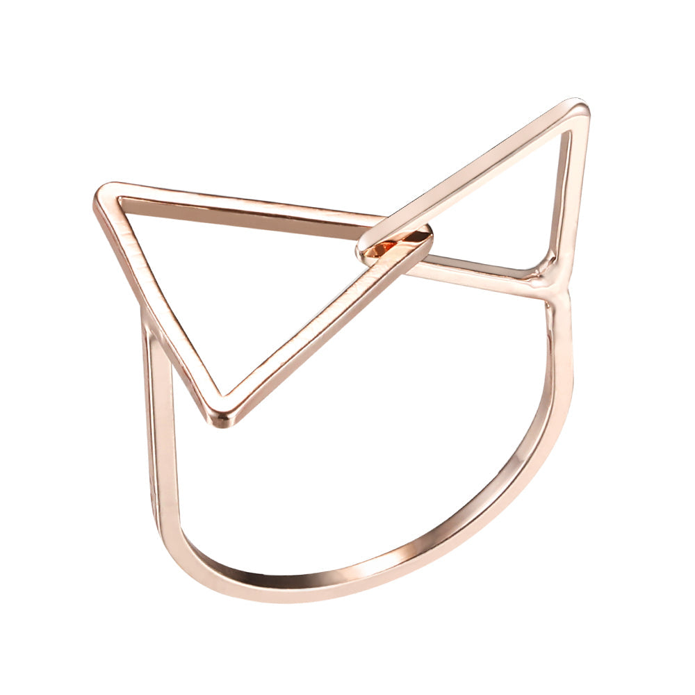 Geometric Entwined Triangle Ring - Rose Gold (Gloss Finish)