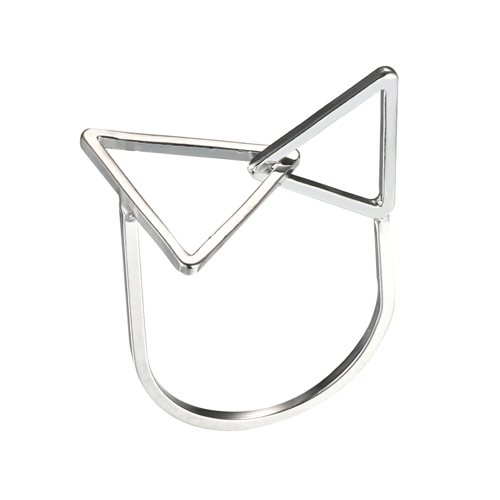 Geometric Entwined Triangle Ring - Silver (Gloss Finish)