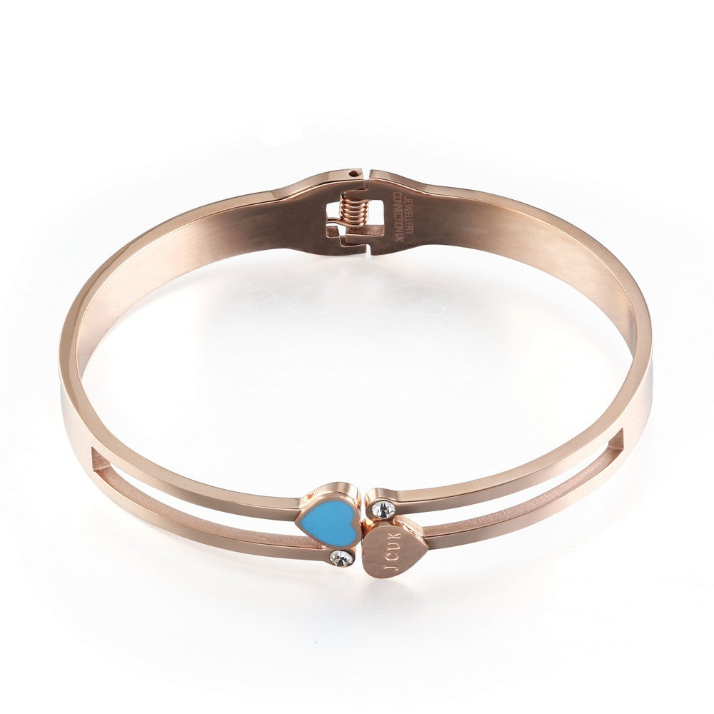 Blue Heart JCUK Bangle - Rose Gold-Blue
