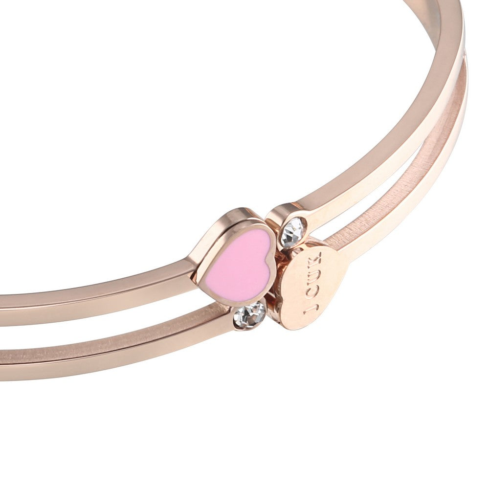 Pink Heart JCUK Bangle - Rose Gold-Pink