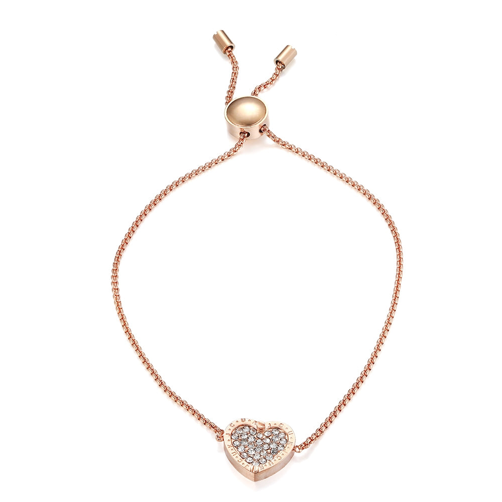 Heart Charm Slider Bracelet - Rose Gold (HM18013RG)