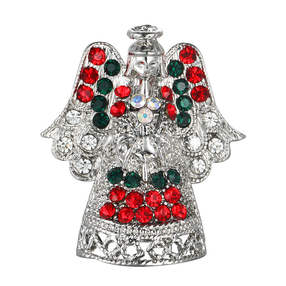 Festive Angel Brooch - Silver