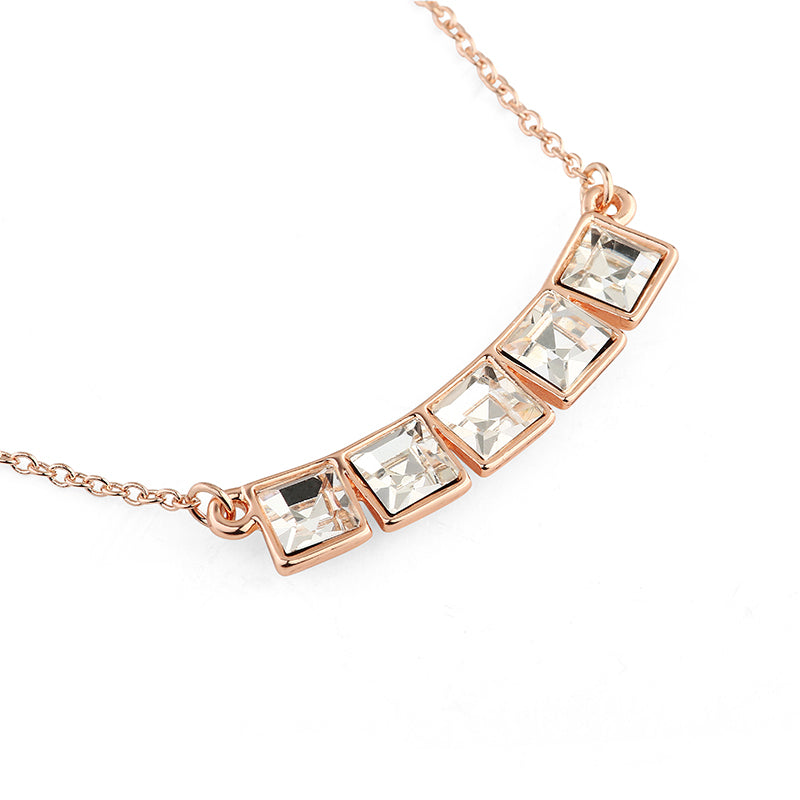 Five Stones Squared Pendant - Rose Gold