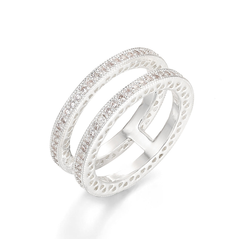 H Design Diamante Ring - Silver (MG18002SL)