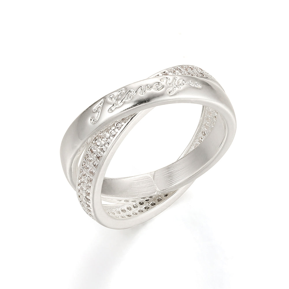 'I Love You' Scripted Criss-Cross Ring - Silver (MG18003SL)