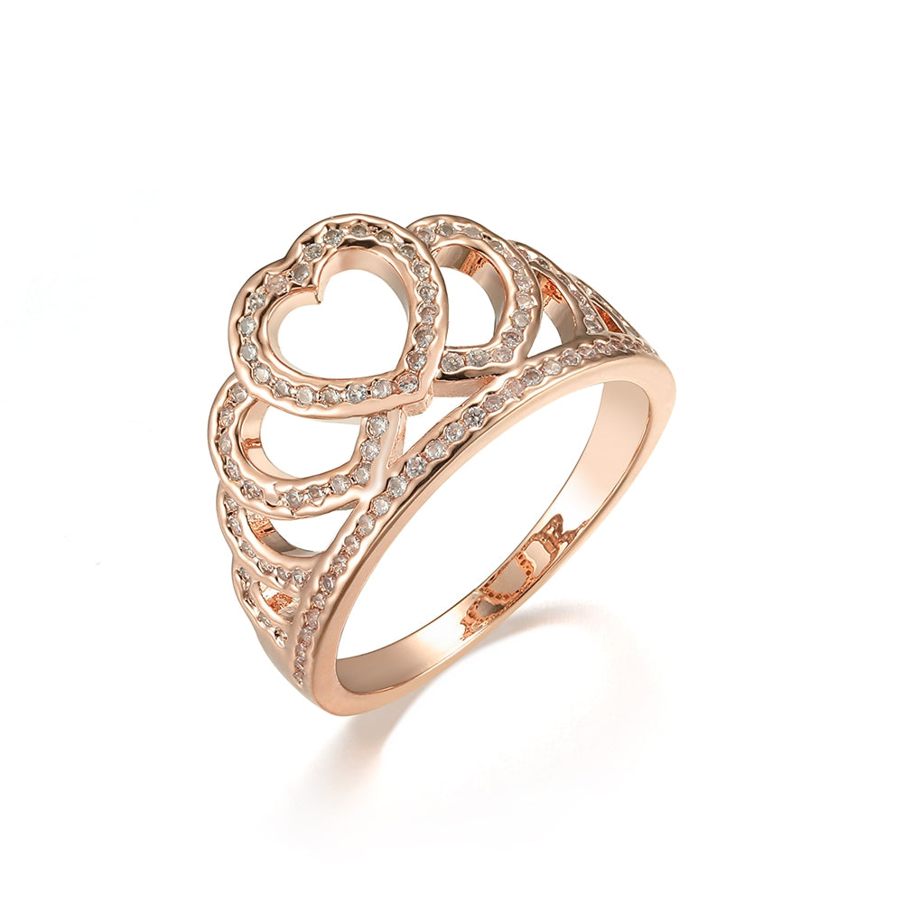 Open Heart Diamante Tiara Ring - Rose Gold (MG18008RG)