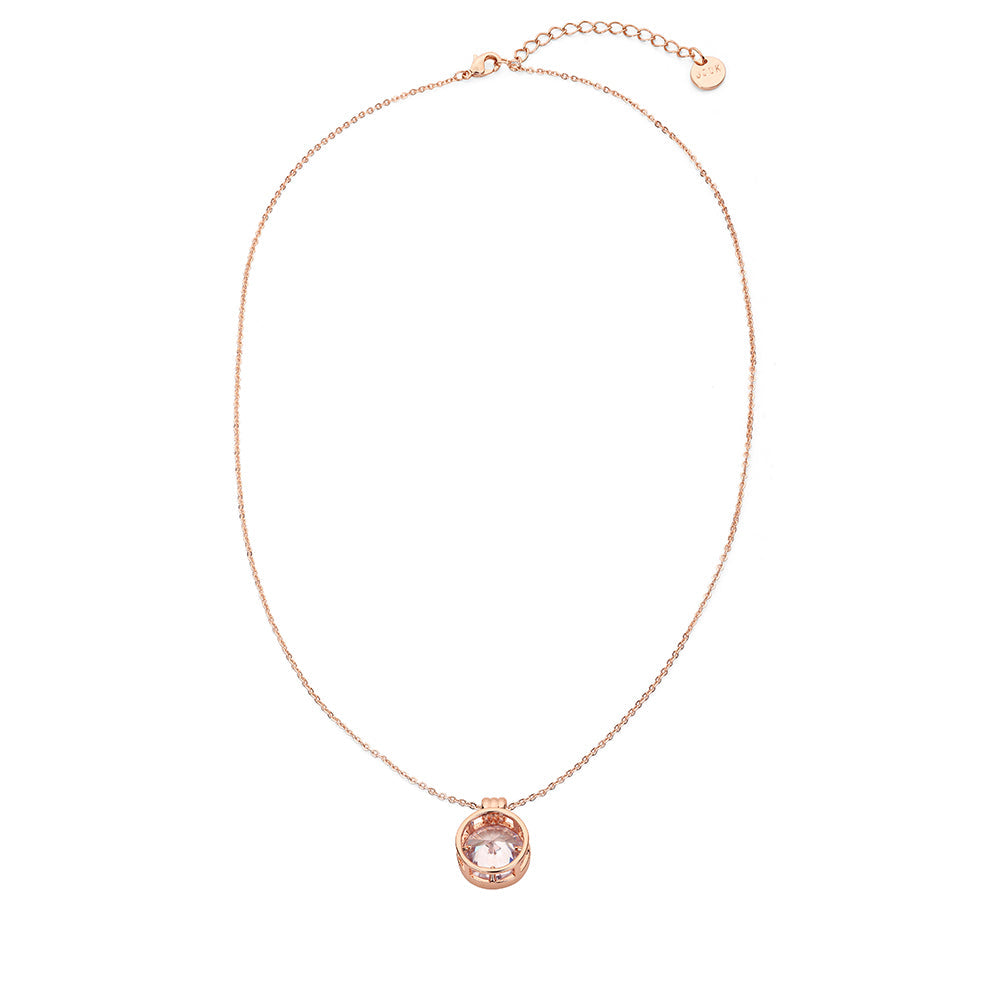 Round Hollow Gemstone Pendant - Rose Gold