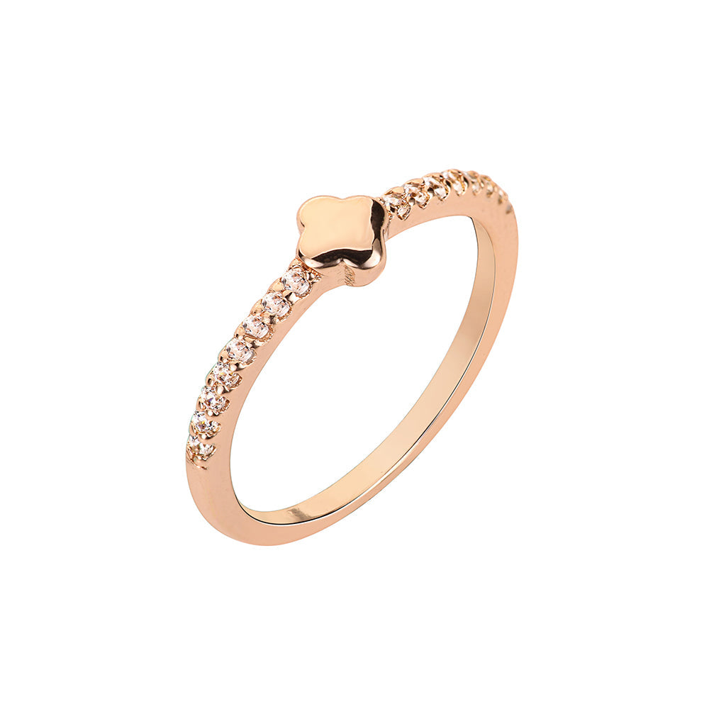 Glitz Clover Ring - Rose Gold