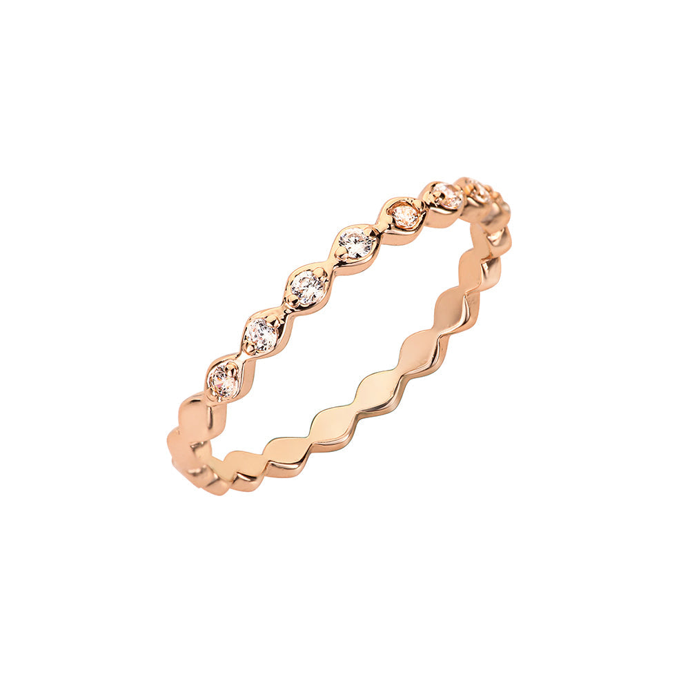 Diamante Band Ring - Rose Gold