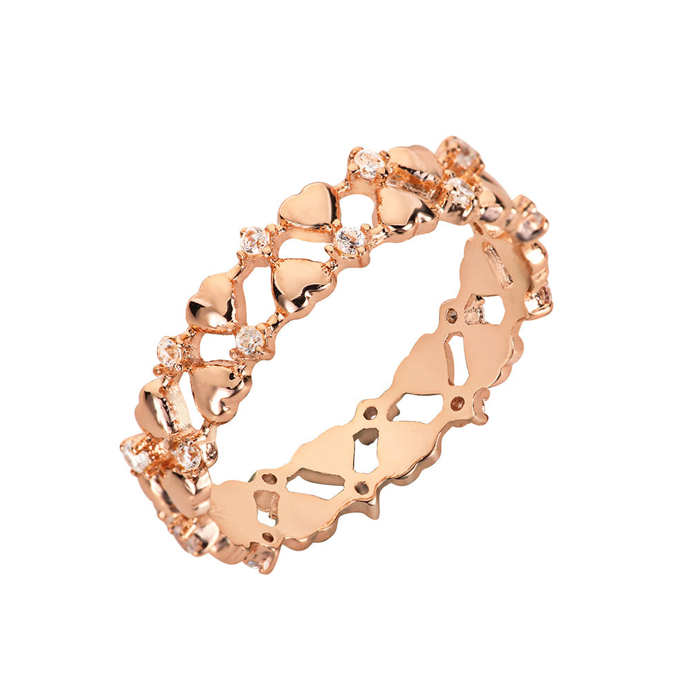 Infinity Hearts Band Ring - Rose Gold