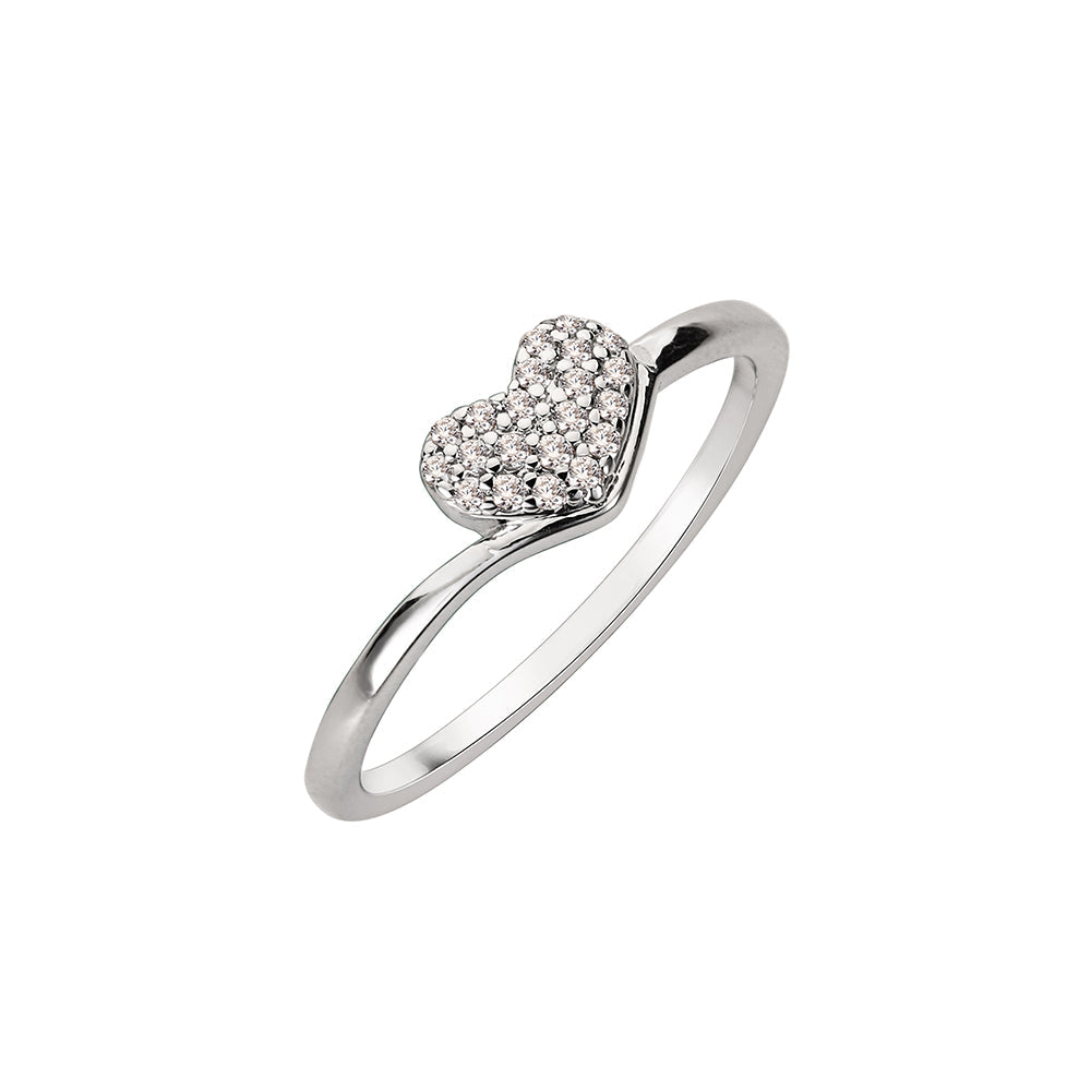 Heart Pave Diamante Ring - Silver