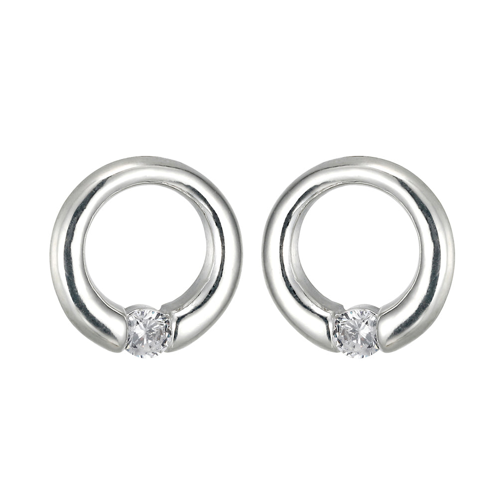Ring Stud Earrings - Silver
