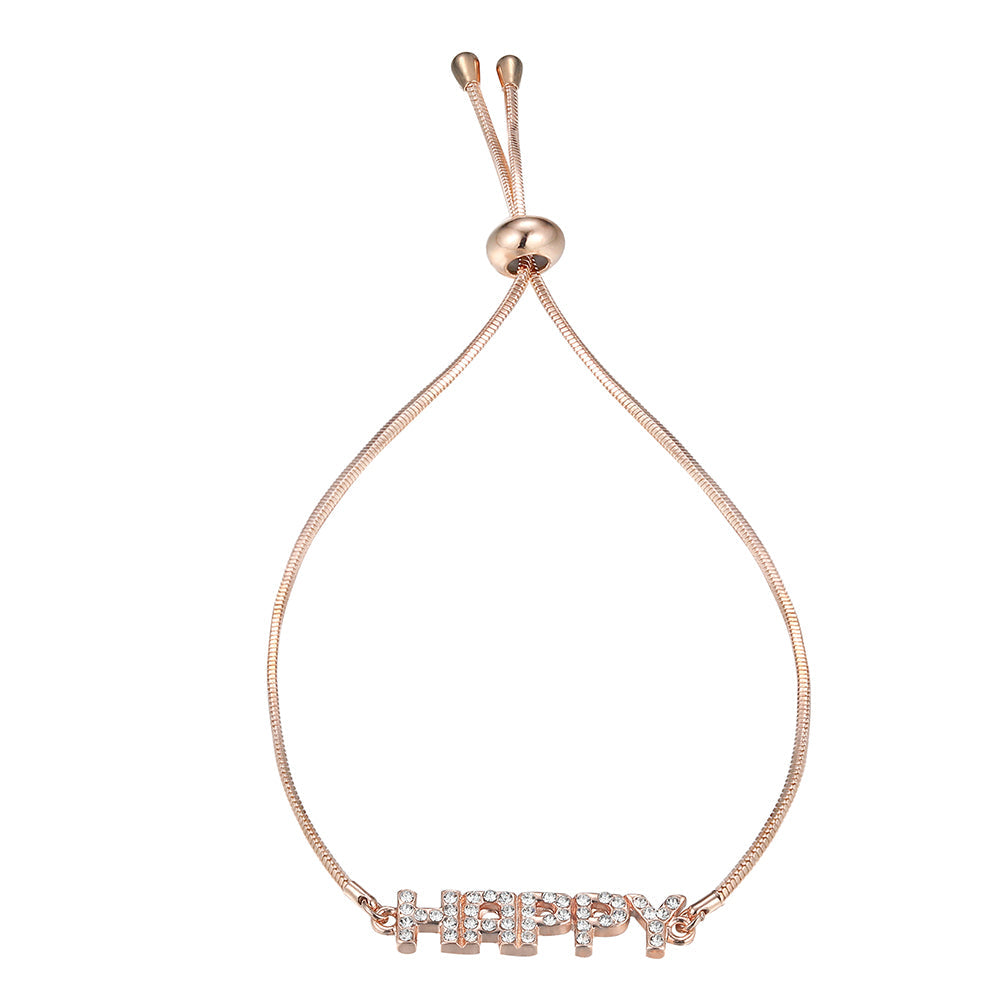'Happy' Slider Bracelet - Rose Gold