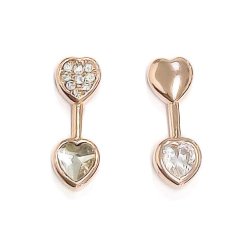 Arrow Heart Stud Earrings - Rose Gold