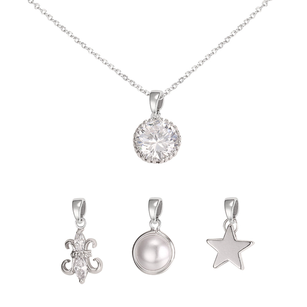 Round Interchangeable Charm Pendant - Silver (MS18005SL)