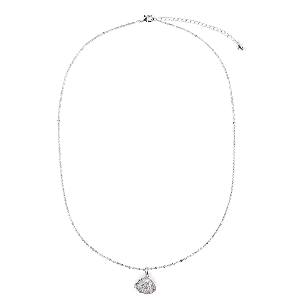Sea Shell with Pearl Pendant - Silver (MS18021SL)