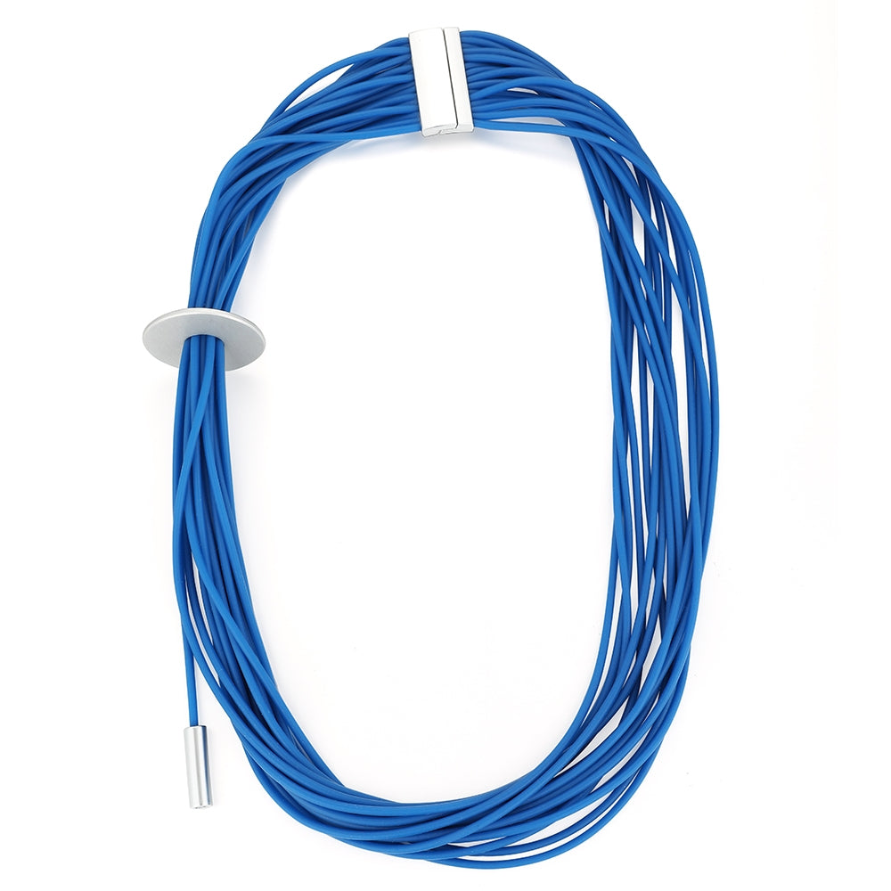 Spaghetti Blue Rubber Necklace - Silver-Blue (RX18096)