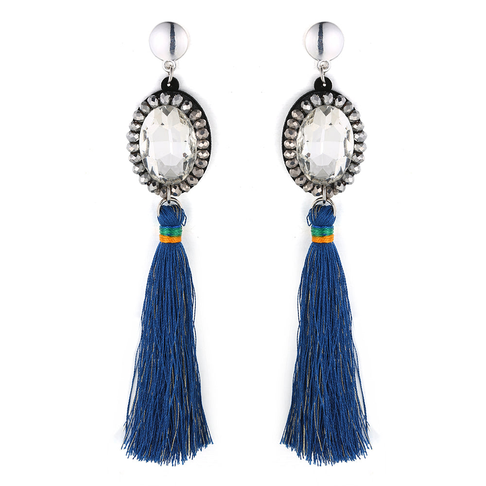 Jewel Tassel Earrings - Blue (RX270282)