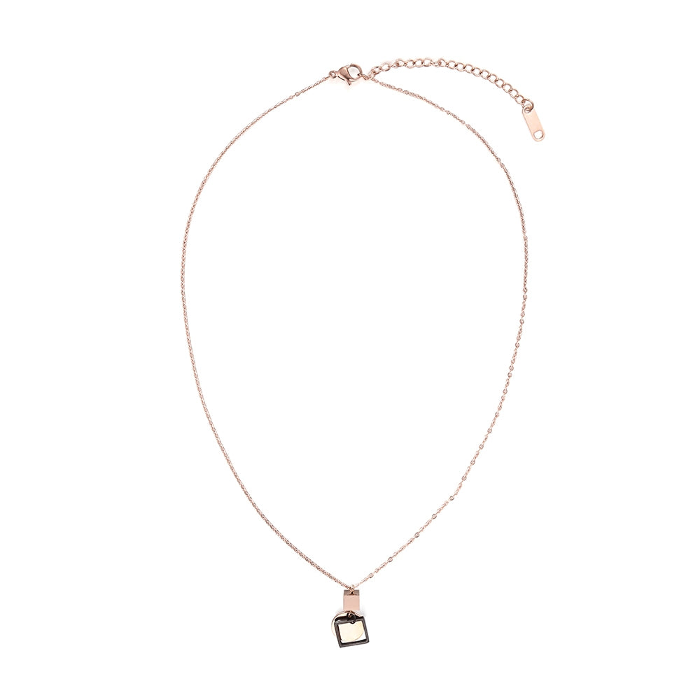 Circle and Square Pendant Necklace - Rose Gold (WN18001RG)