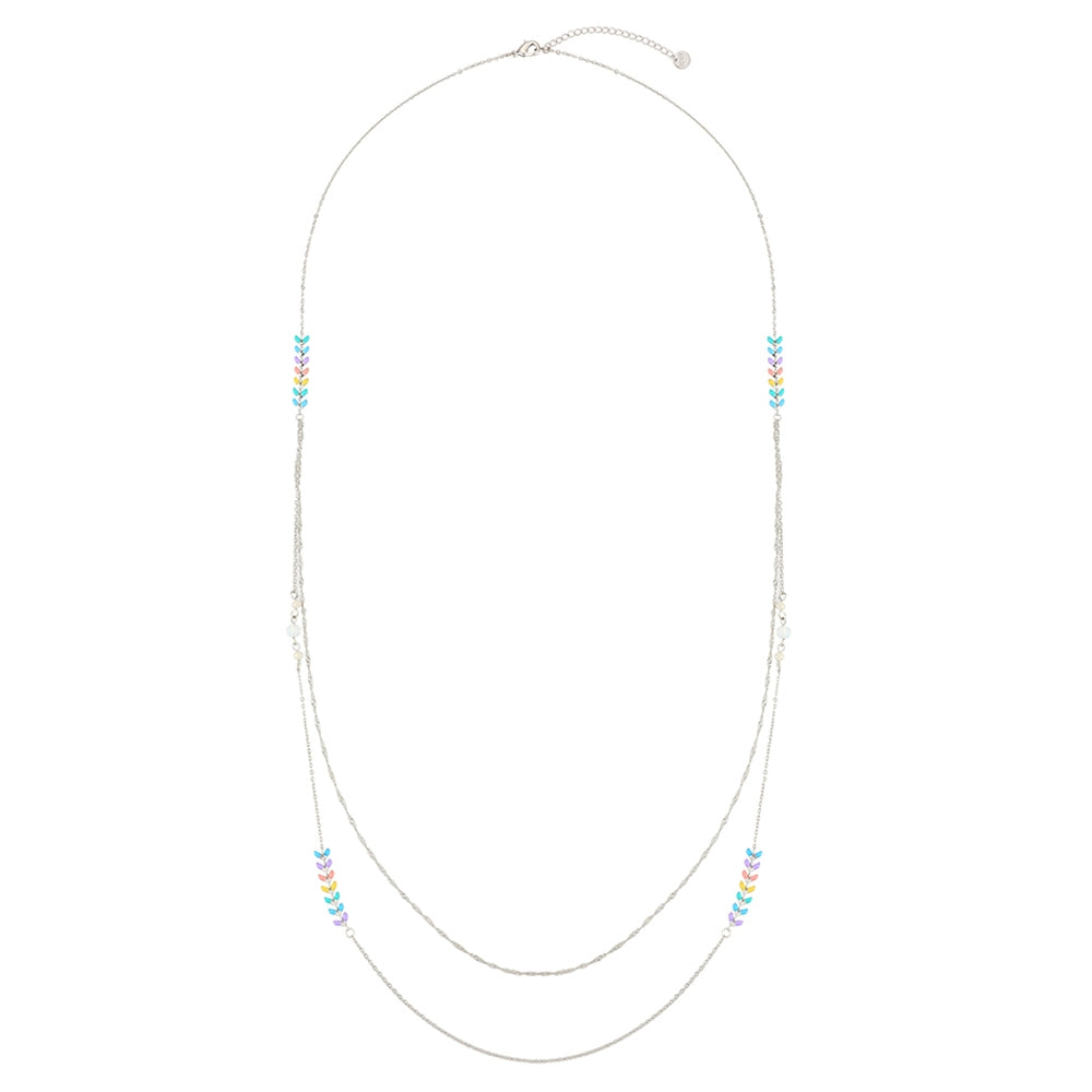 Coloured Chevron Necklace - Silver (CY18015SL)