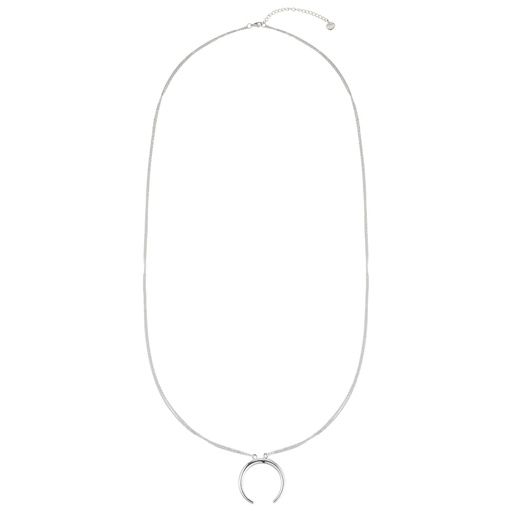 Horseshoe Shape Long Necklace - Silver (CY18029)