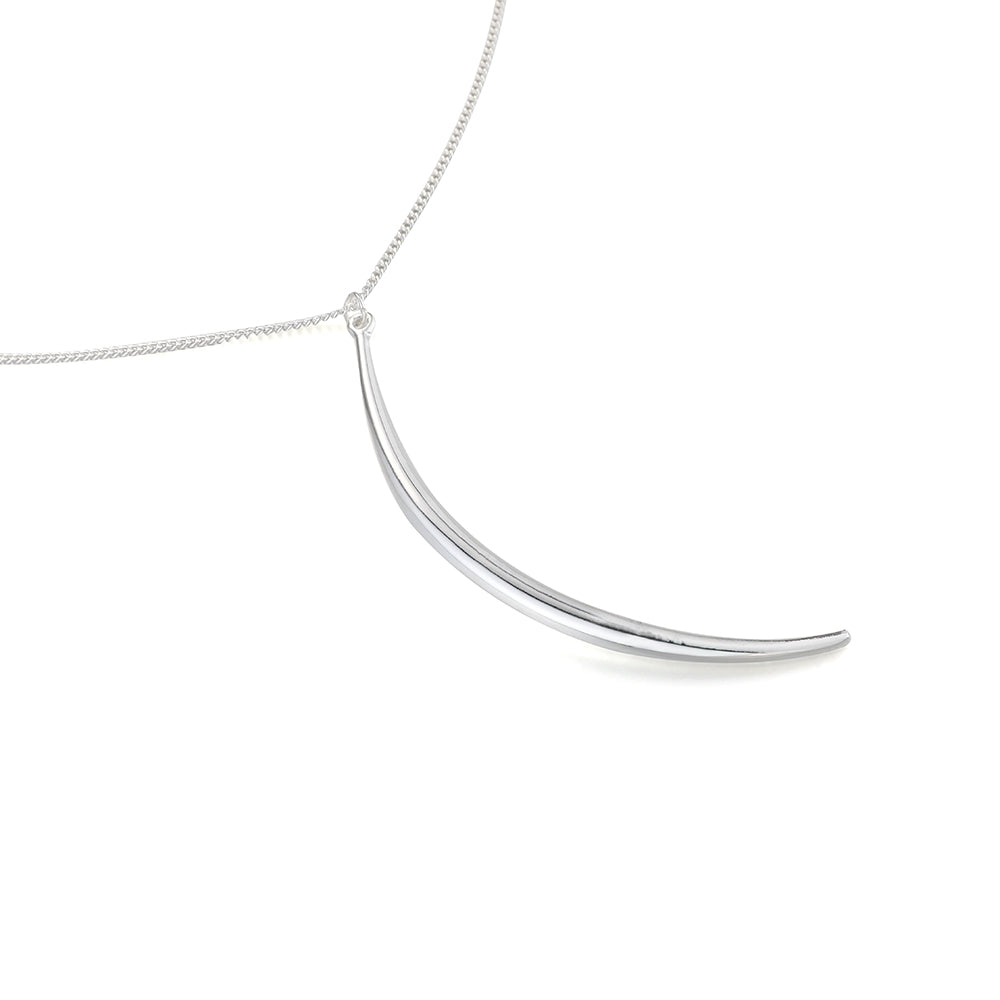 Curve Bar Long Necklace - Silver (CY18032)