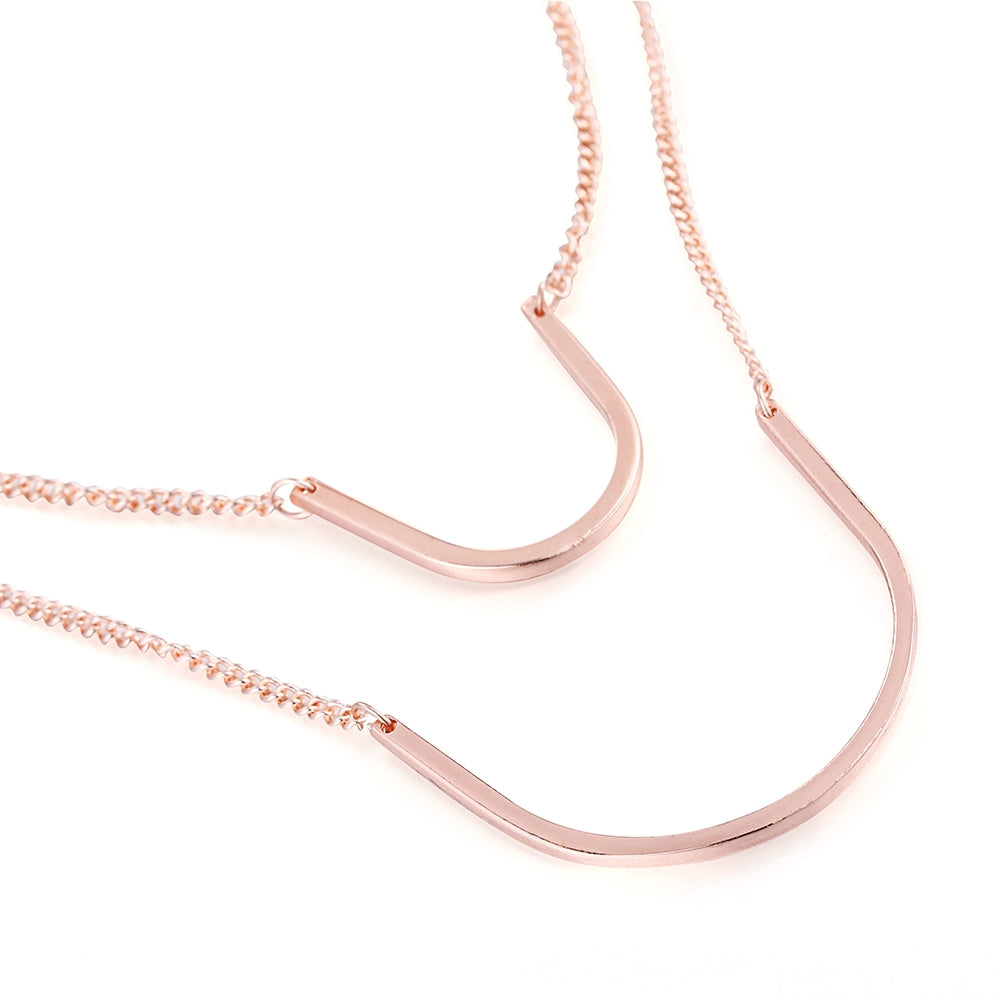 Twin 'U' Shape Necklace - Rose Gold (CY18048RG)