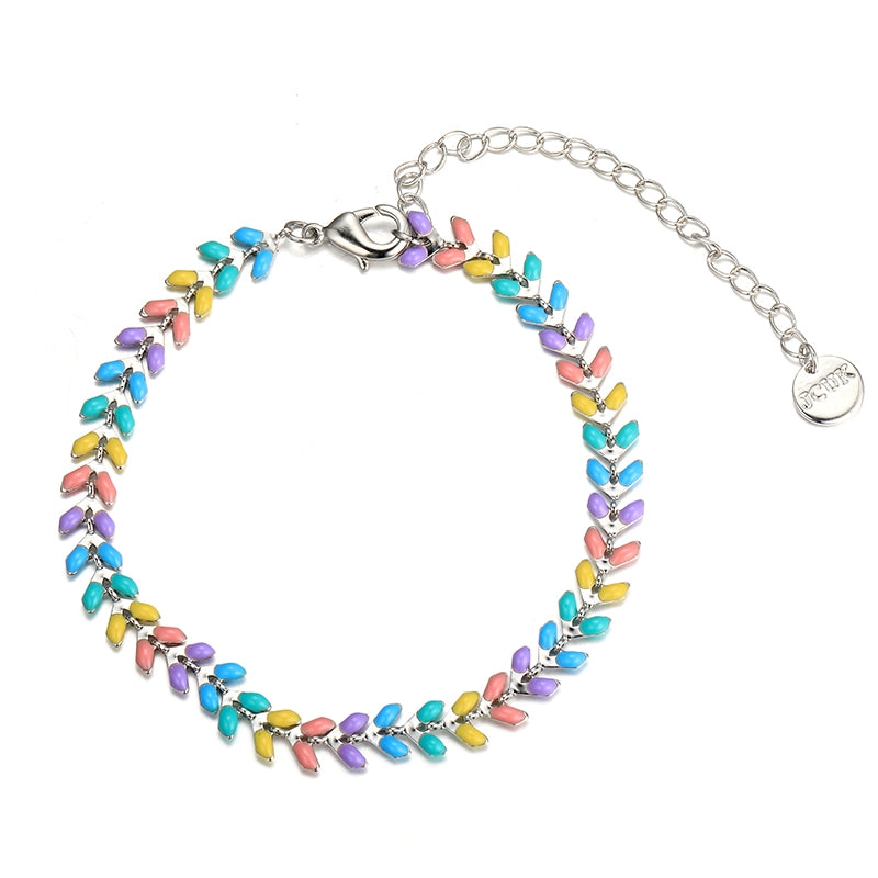 Coloured Chevron Bracelet - Silver (CY18E023SL)