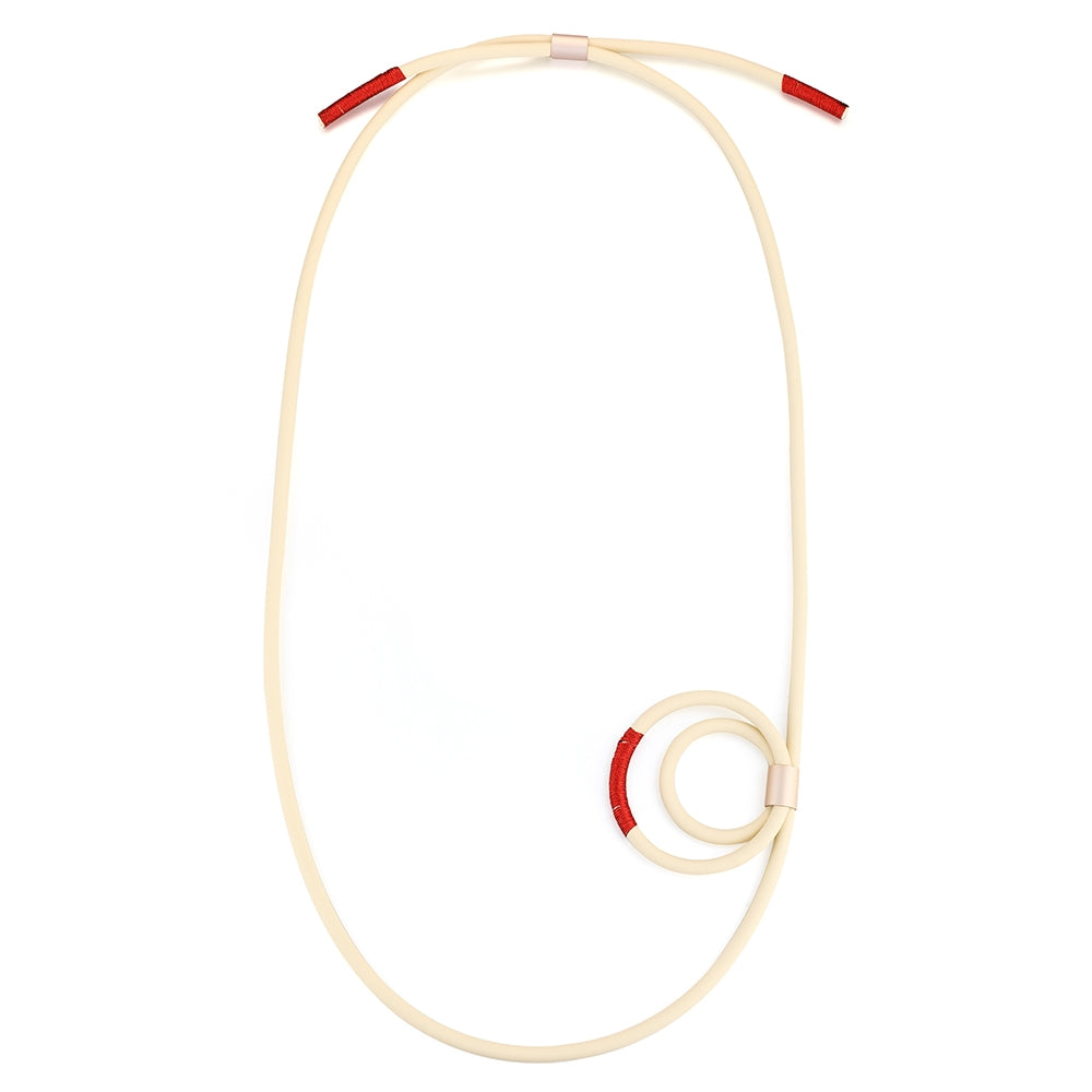 Swirl Rubber Necklace - Cream-Red (YB18034A)