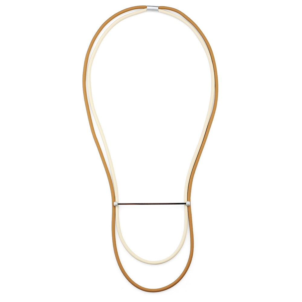 Double Strand Bar Rubber Necklace - Cream-Brown (YB18049A)