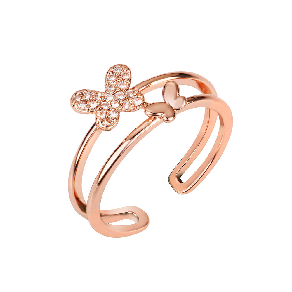 Butterfly Two Strand Ring - Rose Gold