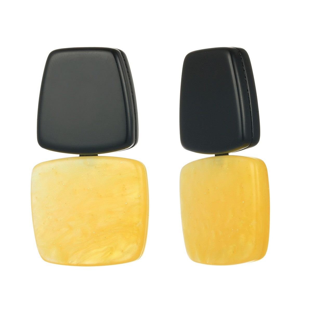 Glisten Block Clip-On Earrings - Yellow-Black (YA39801YEL)
