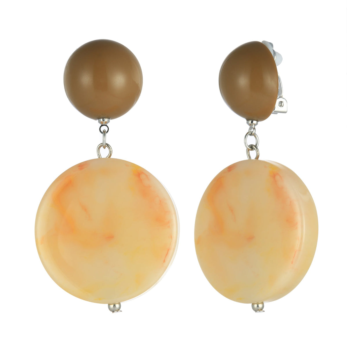 Circle Drop Clip-On Earrings - Brown-Beige (YA39803KHA)