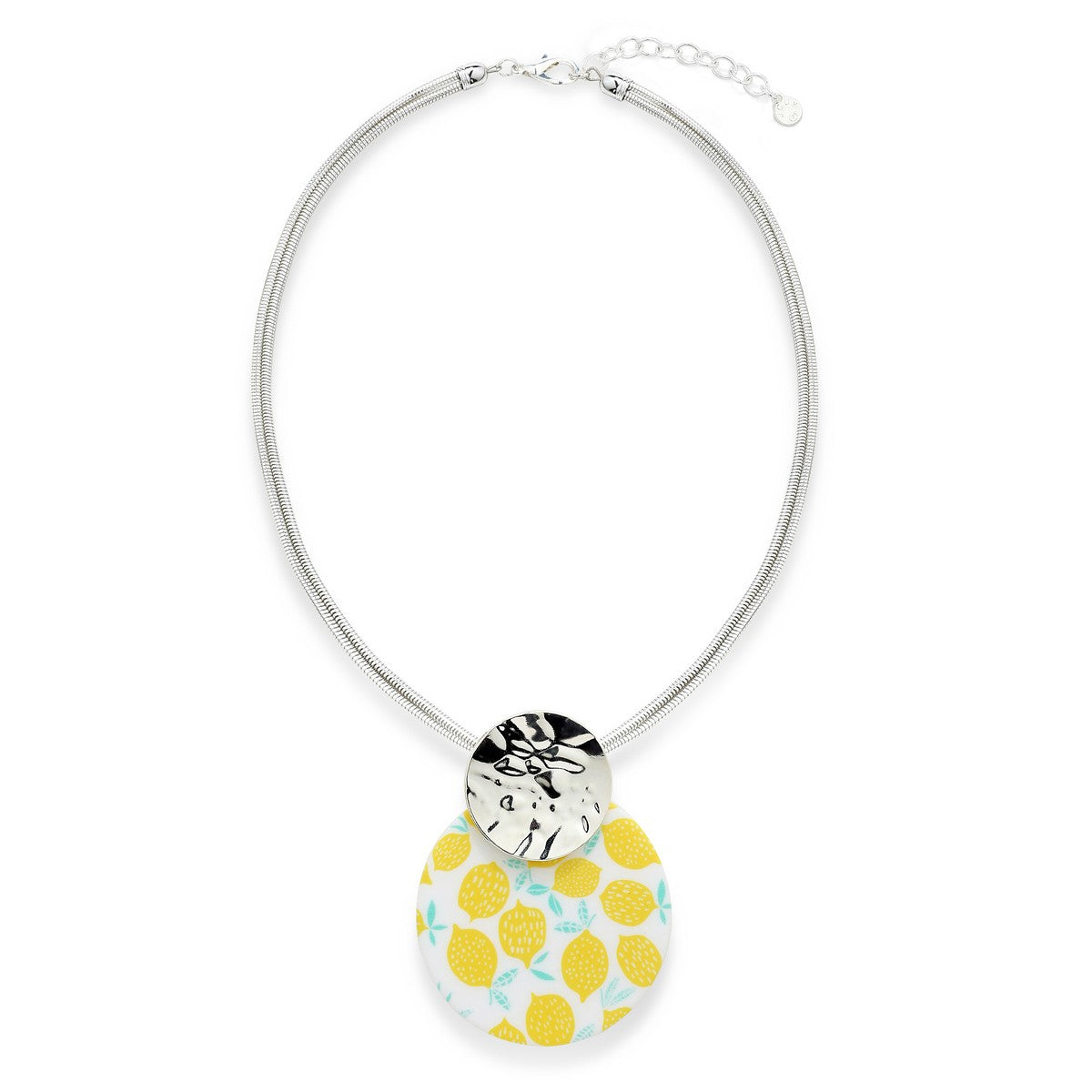 Yellow Beaded Statement Necklace with Lemon Pattern YD10005YEL