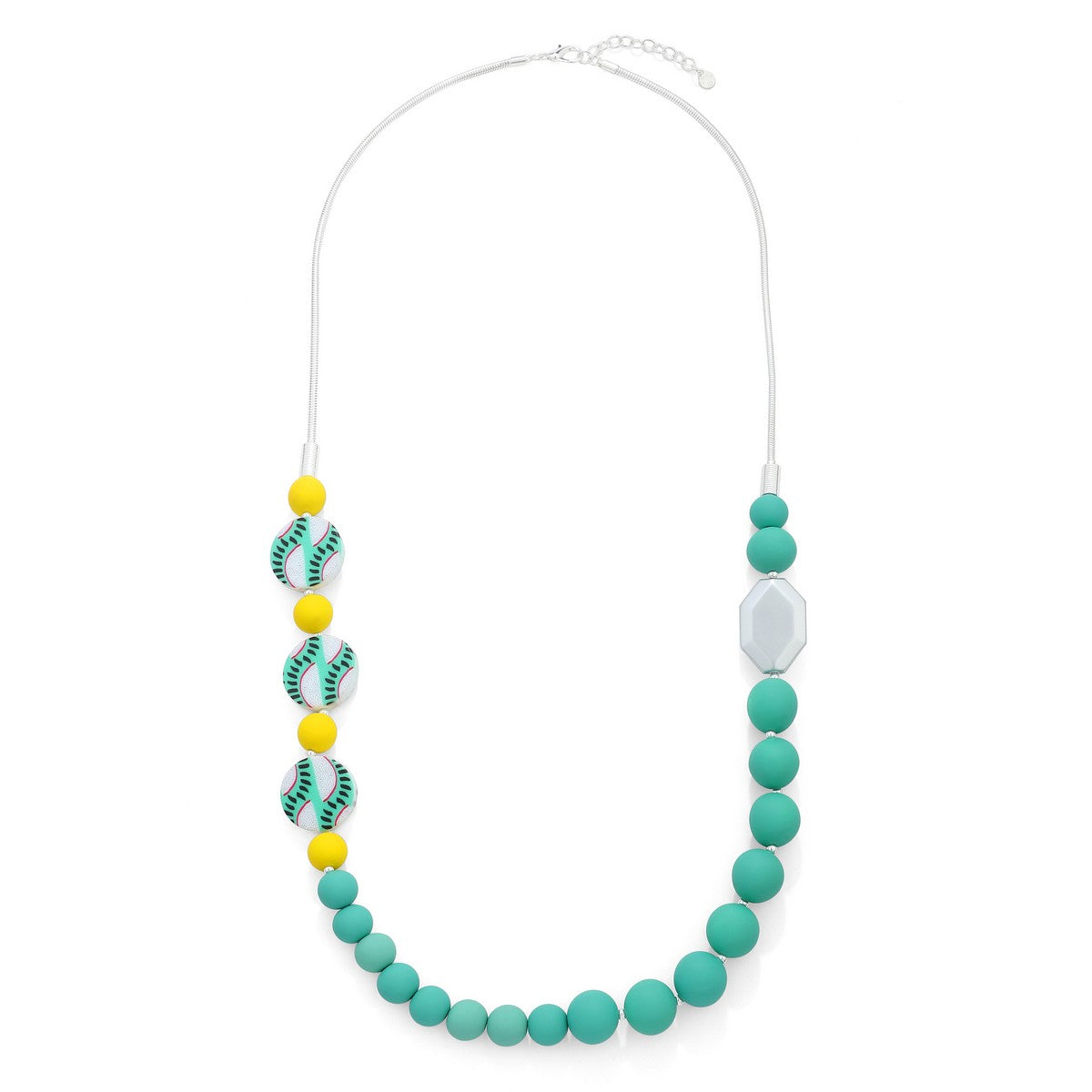 Multicolour Long Necklace with Patterned Accent Beads YD10018MUL