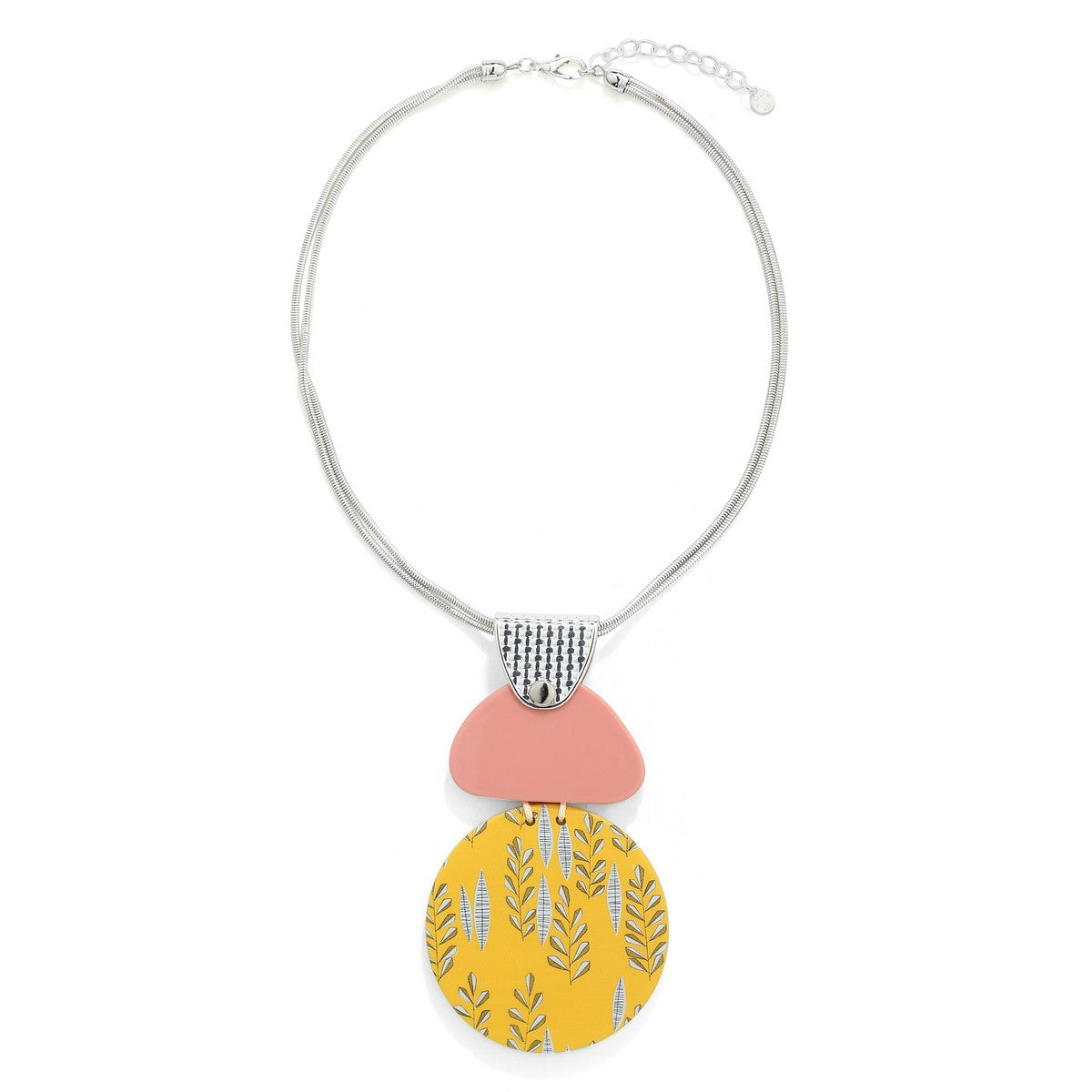 Yellow Leaf-Print Beaded Colourful Short Necklace YD10041YEL