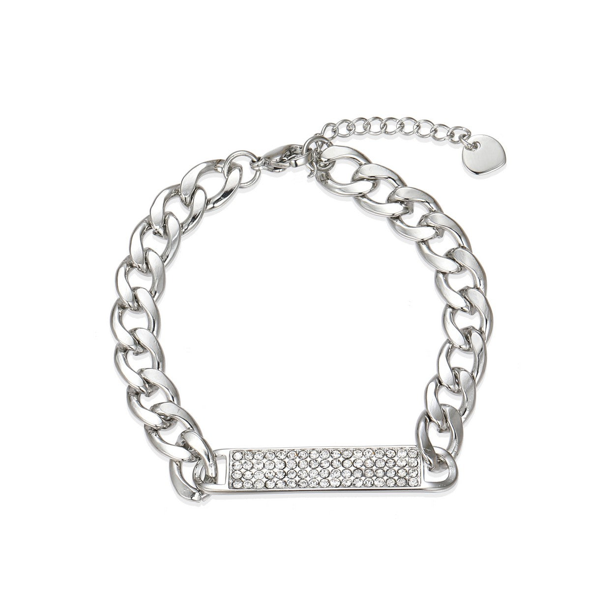 Chunky Link Bracelet with Diamante - Silver YD12906SLR
