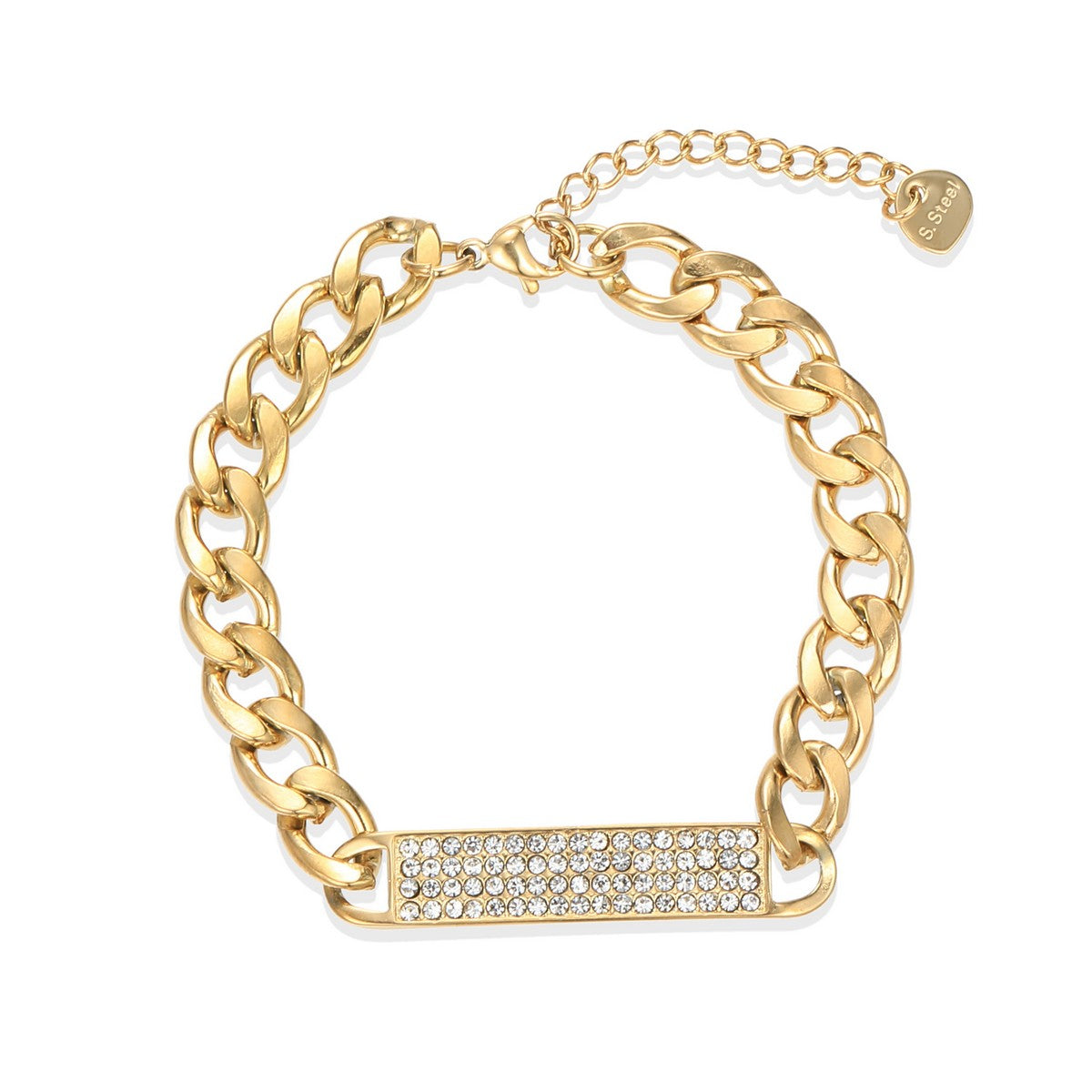Chunky Link Bracelet with Diamante - Gold YD12906YGD