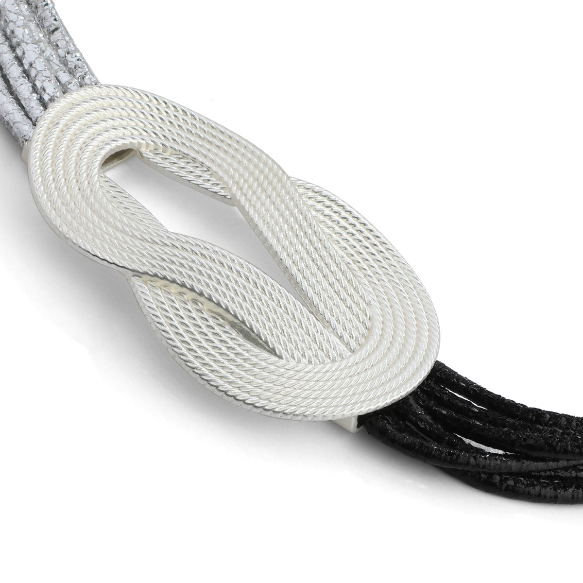 Black and Silver Rope Short Necklace YD20020SLR