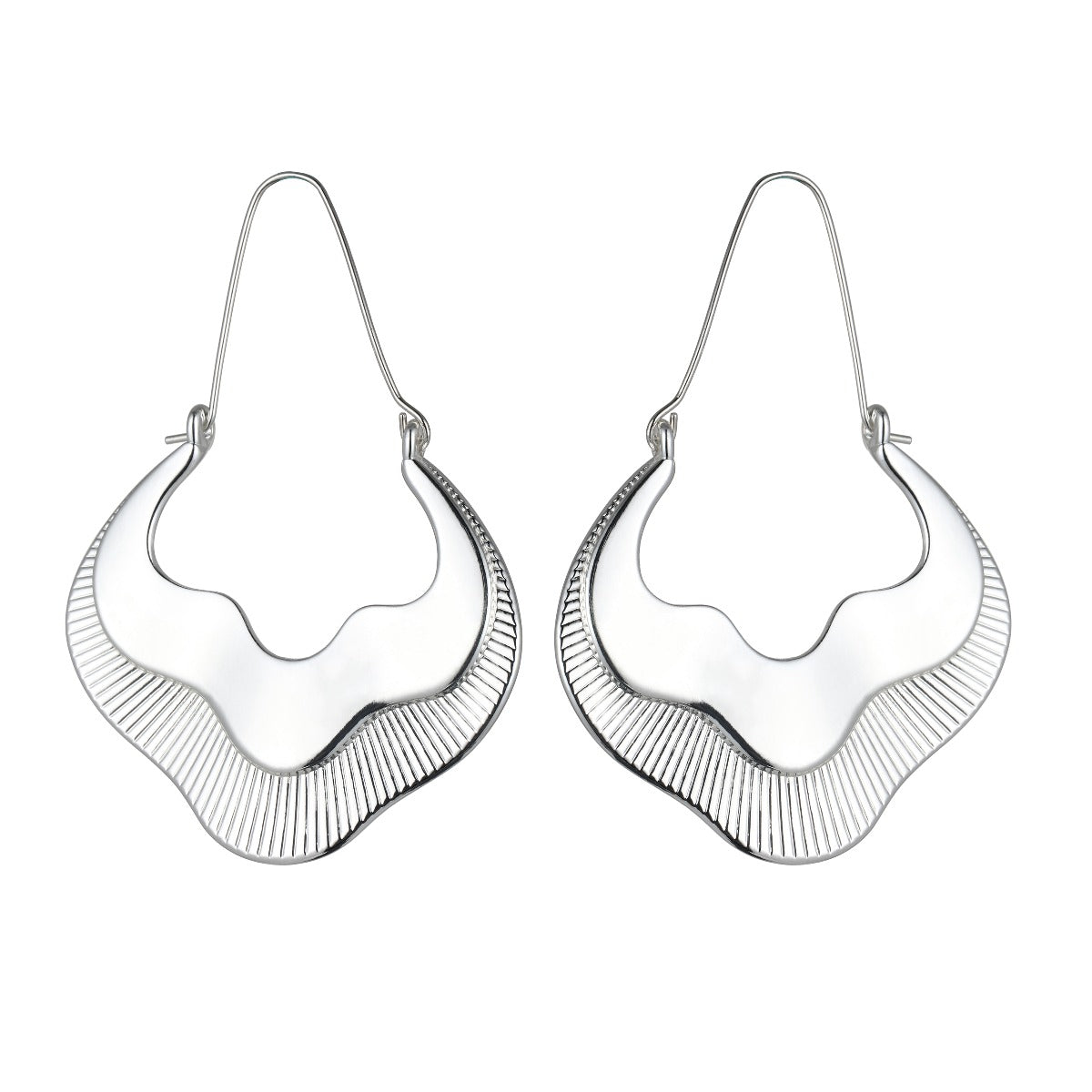 Abstract Textured Earrings - Silver YD20812SLR
