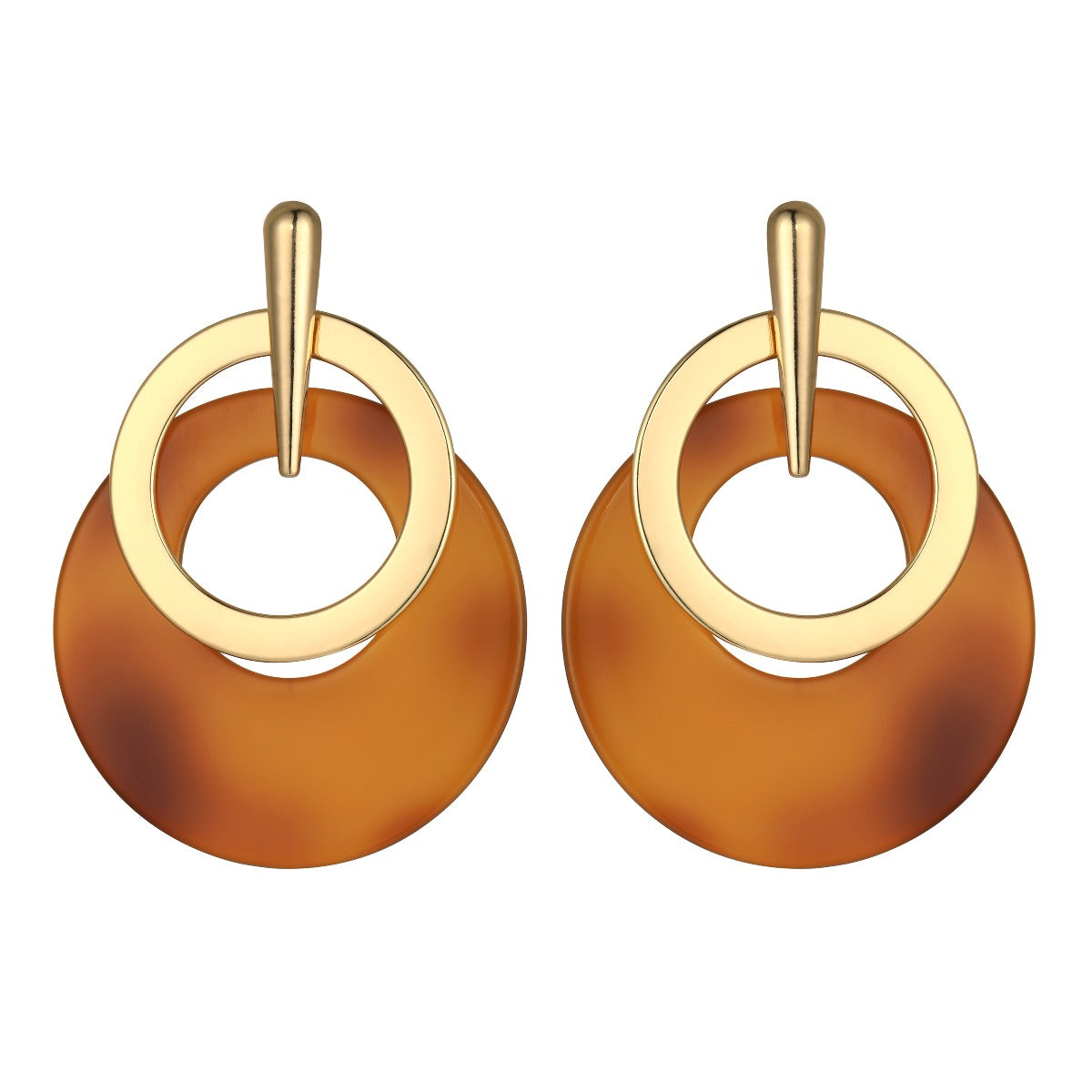 Gold Ring Accent Fashion Earrings - Coffee YD21847YGD