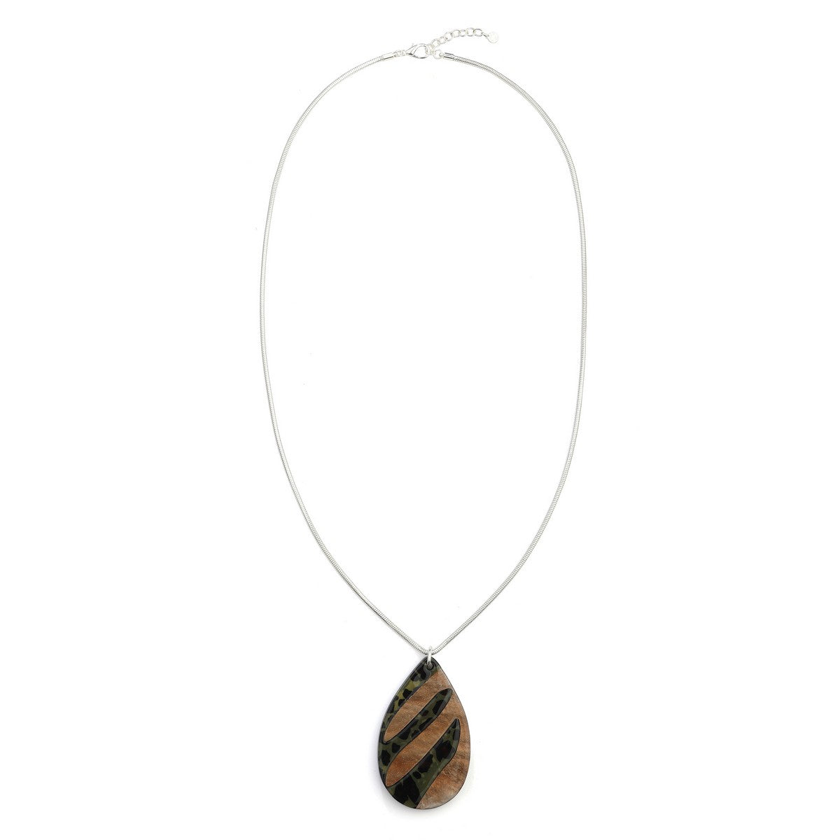 Brown & Beige Oval Pendant Necklace YD21003LPD
