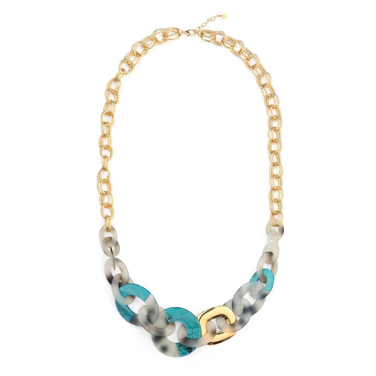 Blue Chunky Chain Necklace YD21012MUL