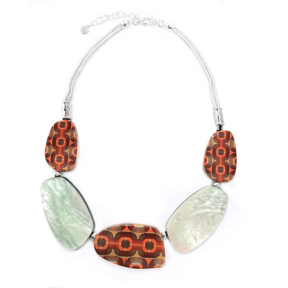 Vibrant Spice-orange Necklace with Silver Chain YD21013YEL