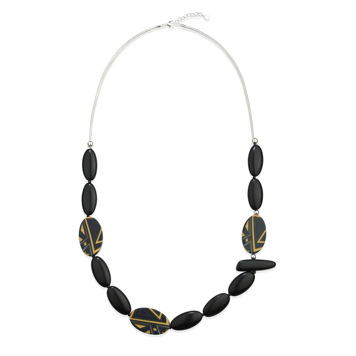 Black & Gold Chunky Beaded Long Necklace YD21024BLK