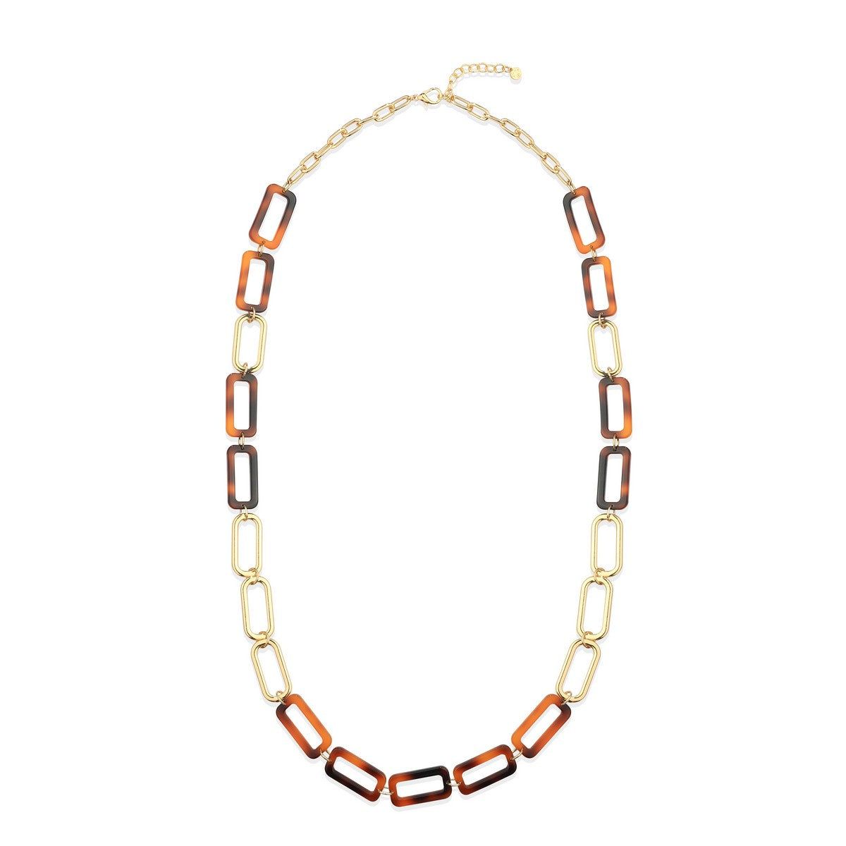 Gold & Brown Chain Link Long Necklace YD21040LPD
